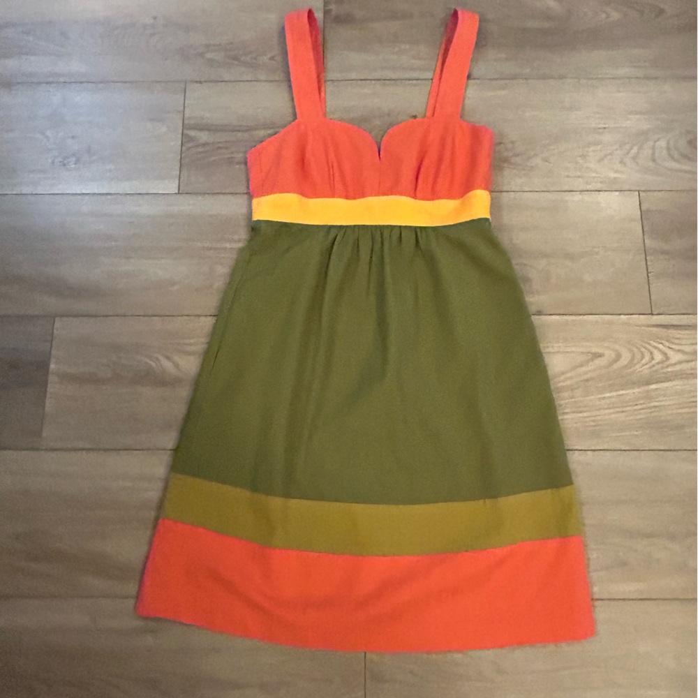 Trina Turk Silk Blend Colorblock Empire Waist Sundress Size 2